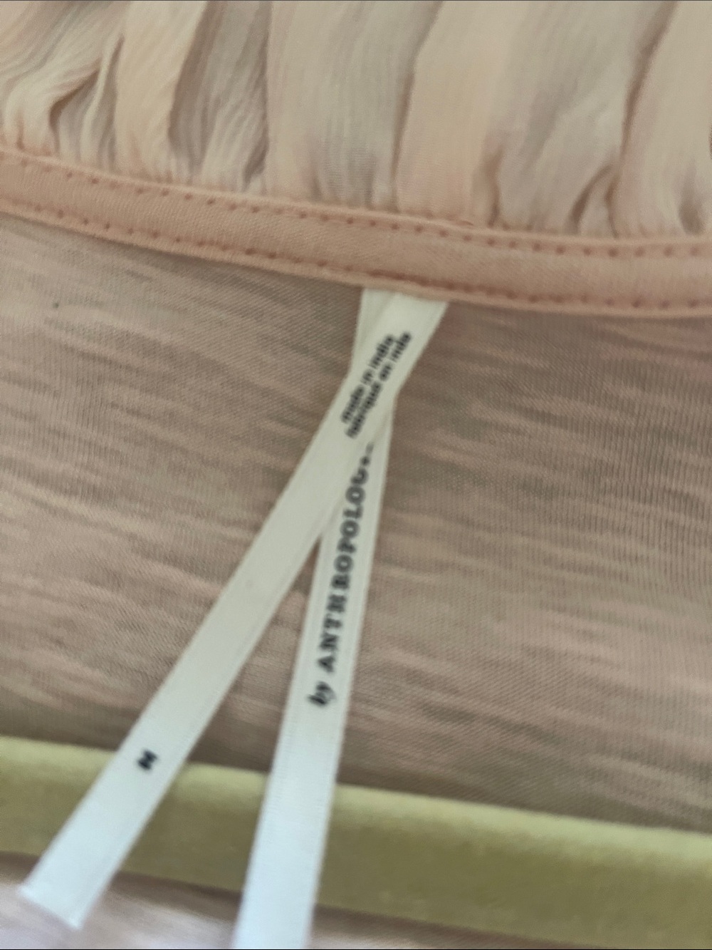 Anthropologie Blush Pink Ruffle V-Neck Blouse - Picture 3 of 3